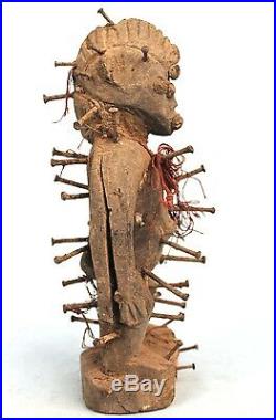 Art Africain Arts Premiers Ancienne Statue de Devin Senoufo à Clous 24 Cms