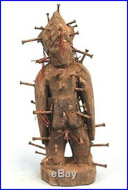Art Africain Arts Premiers Ancienne Statue de Devin Senoufo à Clous 24 Cms