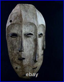 Art Africain Arts Premiers Arte Superbe Masque Lega à 3 Visages 28 Cms
