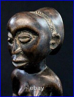 Art Africain Arts Premiers Statue Porteuse de Coupe Luba sur Socle 23 Cms ++++