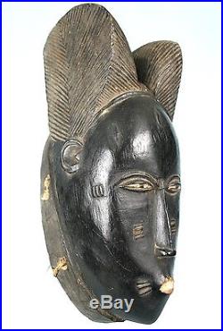 Art Africain Authentique Masque Baoulé Pièce de Village Usuelle 36,5 Cms