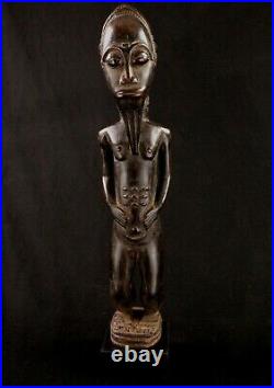 Art Africain Fétiche Asie Usu Baoulé sur Socle African Baule Statue 52 Cms