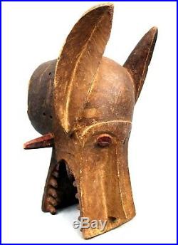 Art Africain Imposant Masque Heaume Cracheur de Feu Senoufo Usuel 50 Cms