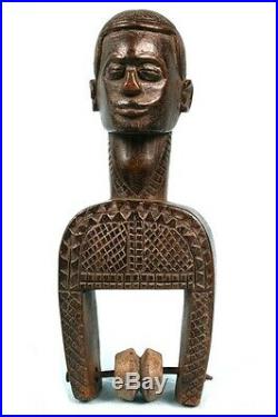 Art Africain Imposante Poulie de Métier à Tisser Bété Pièce Usuelle 22 Cms