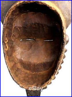 Art Africain Masque Baoulé à Poignée Traces d'usures African Mask 35 Cms