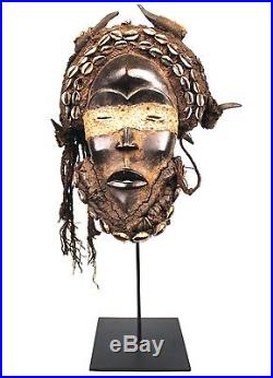 Art Africain Masque Dan à la Coiffe Traditionnelle Avec Socle sur Mesure +++