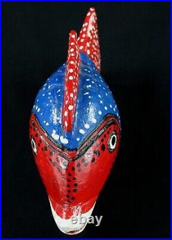 Art Africain Masque Marionnette Poisson Bozo en Bois African Fish 23 Cms +++