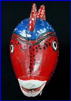 Art Africain Masque Marionnette Poisson Bozo en Bois African Fish 23 Cms +++