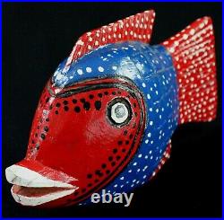 Art Africain Masque Marionnette Poisson Bozo en Bois African Fish 23 Cms +++