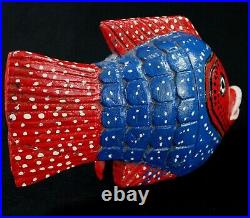 Art Africain Masque Marionnette Poisson Bozo en Bois African Fish 23 Cms +++