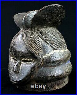 Art Africain Premier Tribal Masque Casque Mende Sandé Sierra Leone 24,5 Cms