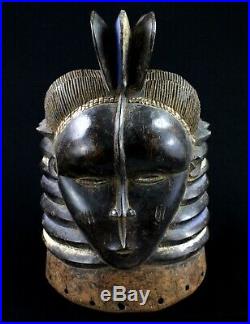 Art Africain Premier Tribal Masque Casque Mende Sandé Sierra Leone 44 Cms