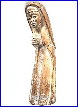 Art Africain Statue en Bois Ancienne Vierge Baoulé 38 Cms Charme +++++++