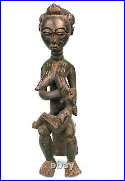Art Africain Superbe Maternité Koulango Sculpture Bois Finesse +++ 33,5 Cms