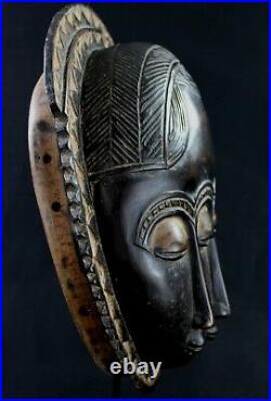 Art Africain Tribal African Mask Baoulé Baule Akan Soleil 3 Visages 34 Cms +++