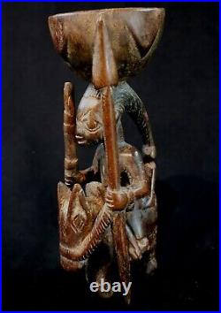 Art Africain Tribal Afrique Cavalier Bois Yoruba Divination Horserider 22 Cms