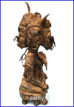 Art Africain Tribal Ancien Fétiche de Devin Senoufo 5 Visages 35 Cms +++++