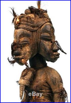 Art Africain Tribal Ancien Fétiche de Devin Senoufo 5 Visages 35 Cms +++++