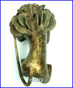 Art Africain Tribal Figurine en Bronze Lion Ashanti Asante Akan 16 Cms +++
