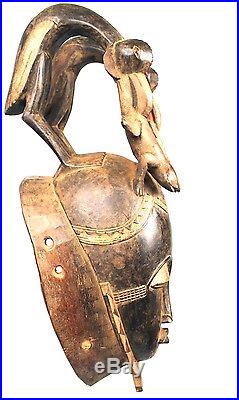 Art Africain Tribal Imposant Masque Baoulé Sculpture Spectaculaire 53 Cms