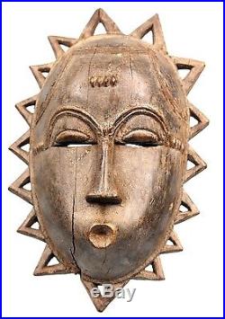 Art Africain Tribal Masque Baoulé Soleil Baule Sun Mask Afrique African ++