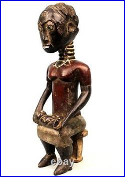 Art Africain Tribal Maternité Colon Baoulé Assise African Maternity 34 Cms