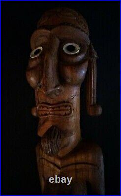 Art Océanien moai kavakava île de Pâques Rapa Nui yeux en obsidienne