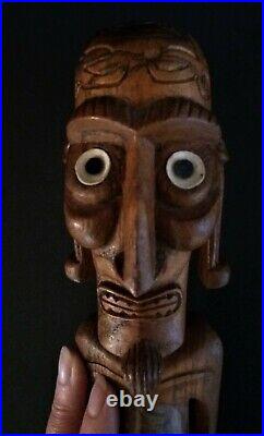 Art Océanien moai kavakava île de Pâques Rapa Nui yeux en obsidienne
