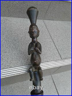 Art africain/Africa artCanne-statue luba de la RDC en Afrique centrale 1,22 m
