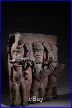 Art africain Plaque en bronze du royaume d'Ifé