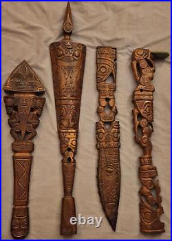 Art de polynésie / Tahiti Sculpture bois de rose 80,7 cm Divinité / TIKI / rite