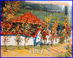 Art européen vinatge peinture à l'huile paysage urbain maison de campagne