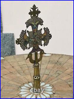 Art religieux, éthiopien copte, croix de procession en bronze, 1kg à 2kg