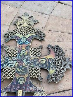 Art religieux, éthiopien copte, croix de procession en bronze, 1kg à 2kg