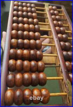 Authentic Vintage Chinese Wooden Abacus LOTUS Huanghuali Boulier Chinois Bois