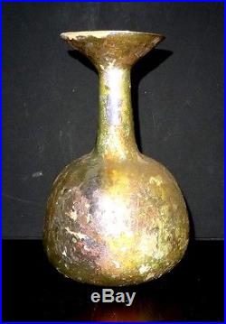 BOUTEILLE ROMAINE EN VERRE IIème S. Ap J. C. ROMAN GLASS UNGUENTARIUM 200 AD