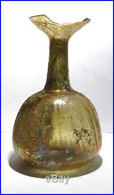 BOUTEILLE ROMAINE EN VERRE IIème S. Ap J. C. ROMAN GLASS UNGUENTARIUM 200 AD