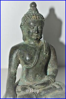 Belle Ancienne Statuette Bouddha Bronze Tibet Chine Superbe Patine Collection
