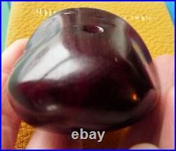 Big Ancient Antique Amber Red Cherry Bakelite Faturan Bead Grosse Perle Ancienne