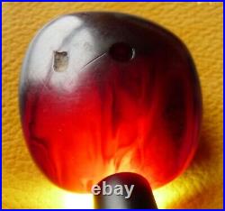 Big Ancient Antique Amber Red Cherry Bakelite Faturan Bead Grosse Perle Ancienne