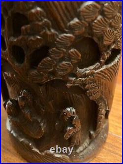 Bitong ou pot à pinceaux en bambou sculpté XIX° -CHINE