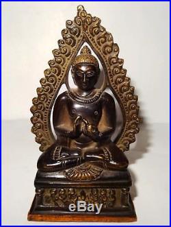 Bouddha En Meditation En Bronze- Nepal 19° S. Bronze Buddha Statue 1800 Ad