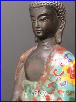 Bouddha Méditation en bronze cloisonné, Chine