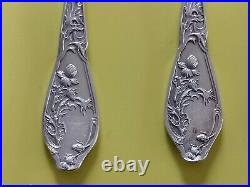 Boulenger Chardons Art Nouveau 12 Fourchettes A Huitres Metal Argente