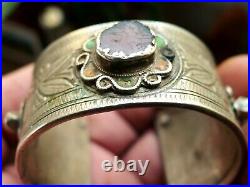 Bracelet Argent Ancien Email Bijou Maroc Antique Moroccan Berber Silver Bangle