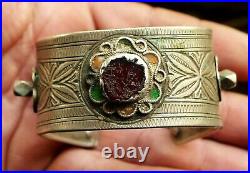 Bracelet Argent Ancien Email Bijou Maroc Antique Moroccan Berber Silver Bangle