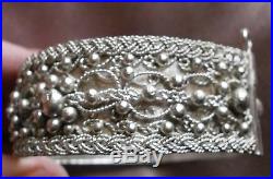Bracelet berbère argent massif décor filigranne et boules Poinçon tête bélier