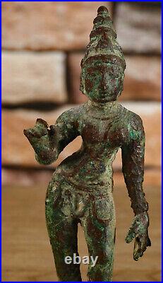 Bronze Sculpture Déité Bouddha Inde Art Asiatique Figurine Älter Danseuse Temple
