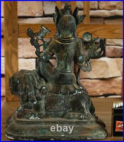 Bronze Sculpture Déité Bouddha Lion Foo Chien Chine Figurine Älter Art Asiatique