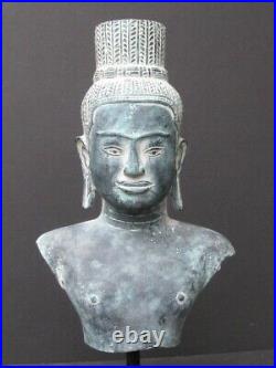 Buste Bouddha khmer en Bronze, Cambodge